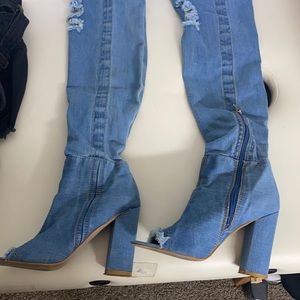 Knee high Denim heals - made w/ attitude ;)